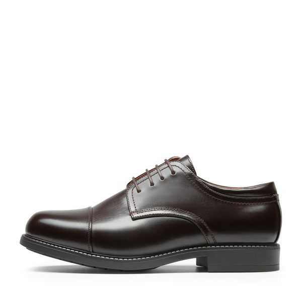 Men's Wide-Fit Cap Toe Oxford Shoes - DARK BROWN - 1